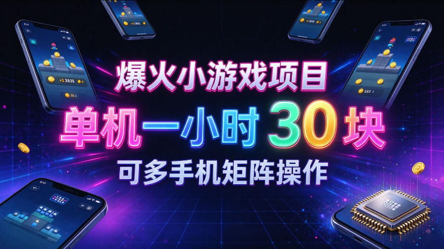 爆火小游戏撸金项目，实测单机一小时30+，可多手机矩阵操作，新手看完一遍就能上手【揭秘】-伊亚库