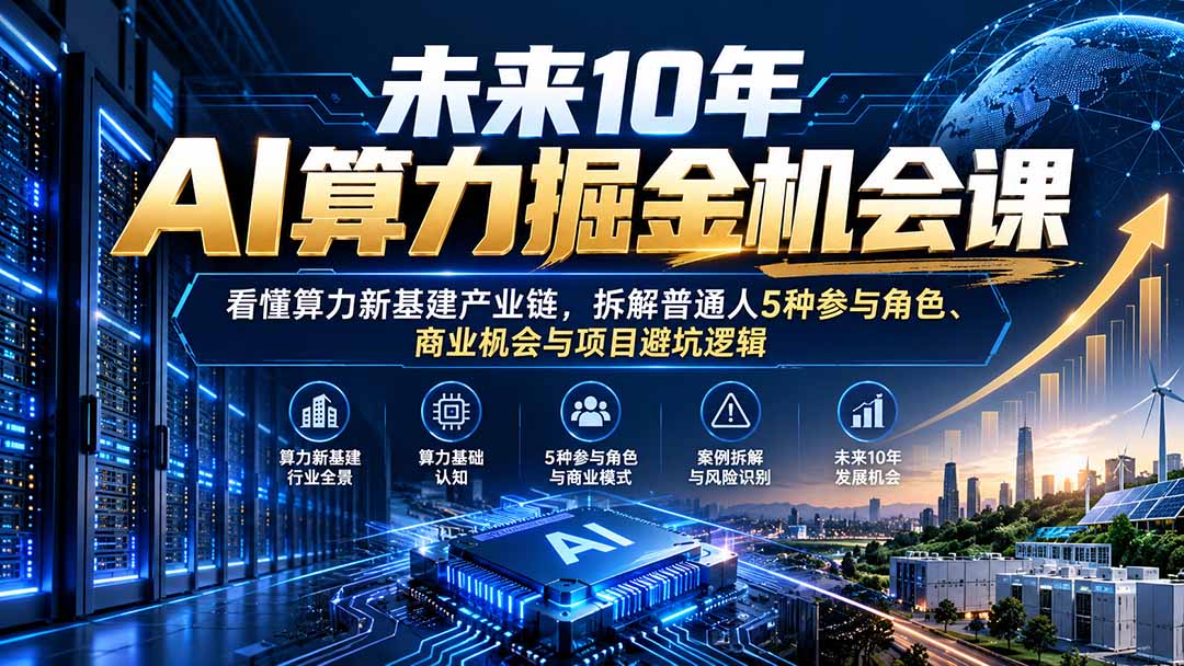未来10年AI算力掘金机会课：看懂算力新基建产业链，拆解普通人5种参与角色、商业机会与项目避坑逻辑-伊亚库