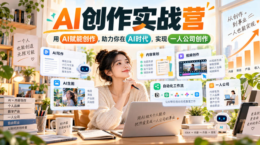 AI创作实战营，用AI赋能创作，助力你在AI时代，实现一人公司创作-伊亚库