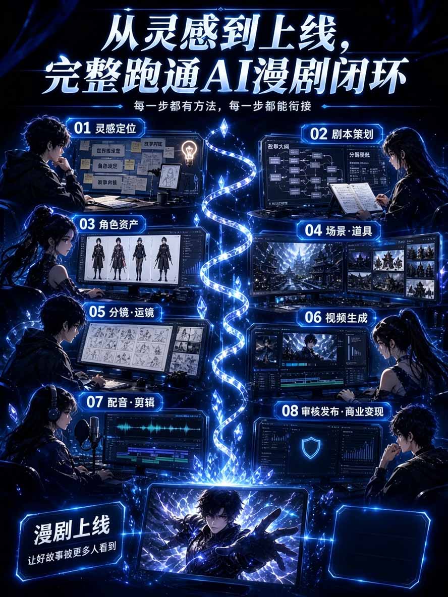 图片[2]-【无水印】2026AI漫剧创作与商业变现掘金营：打通选题→AI编剧→角色场景→自动分镜→视频生成→剪辑发布→运营变现-伊亚库