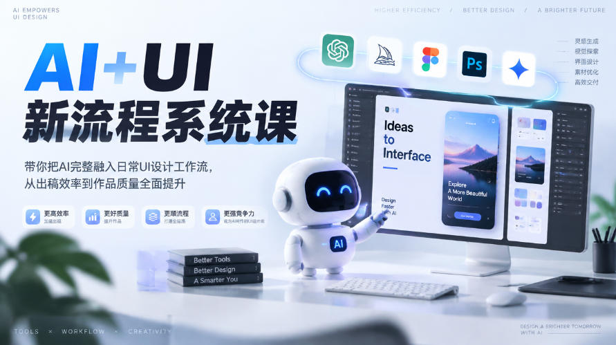 【无水印】AI+UI新流程系统课，带你把AI完整融入日常UI设计工作流，从出稿效率到作品质量全面提升(2026第4期)-伊亚库