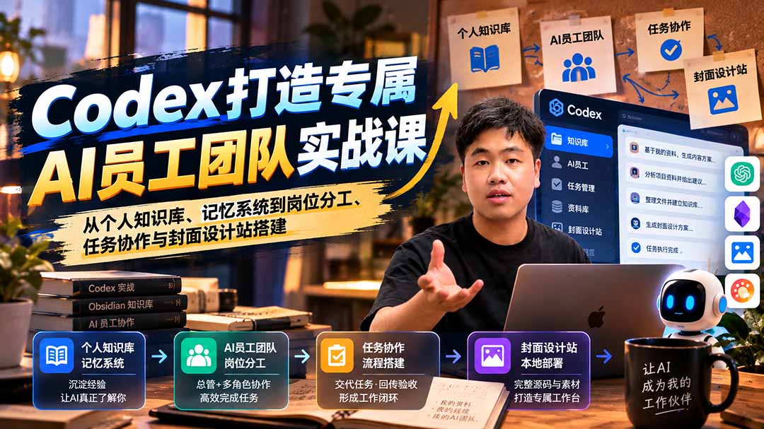 【无水印】Codex打造专属AI员工团队实战课：从个人知识库、记忆系统到岗位分工、任务协作与封面设计站搭建-伊亚库