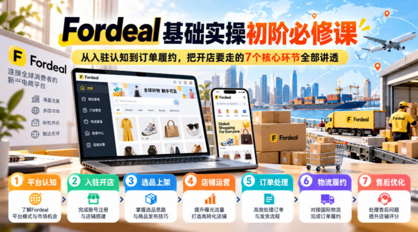 Fordeal基础实操初阶必修课，从入驻认知到订单履约，把开店要走的7个核心环节全部讲透-伊亚库