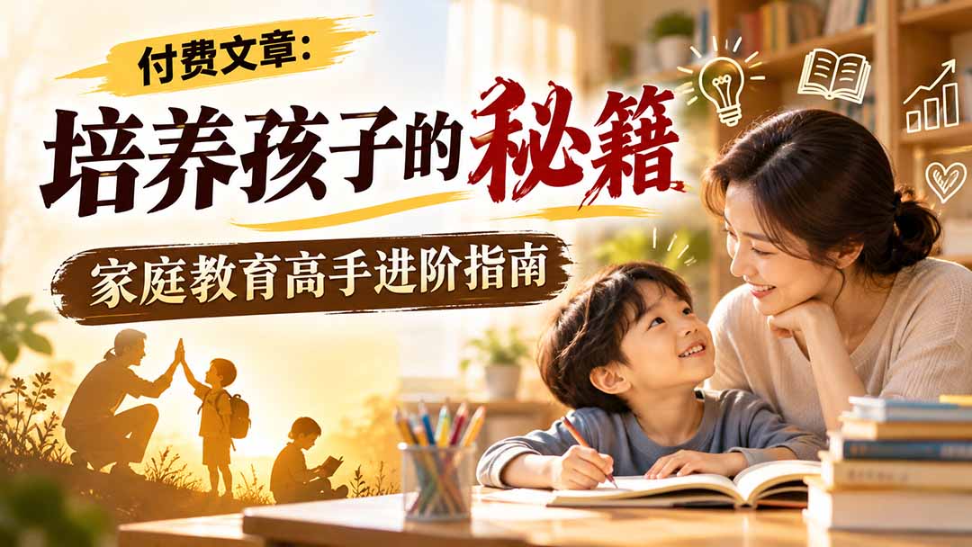 付费文章：培养孩子的秘籍，家庭教育高手进阶指南-伊亚库