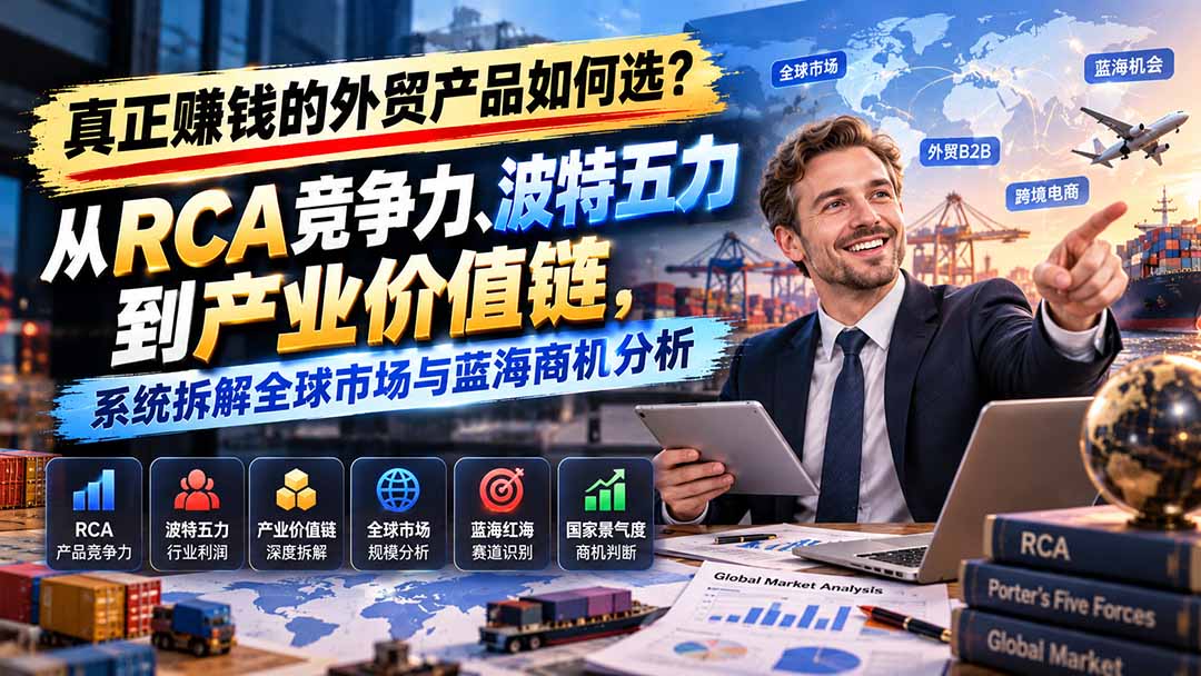 真正赚钱的外贸B2B产品如何选？从RCA竞争力、波特五力到产业价值链，系统拆解全球市场与蓝海商机分析-伊亚库