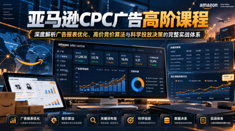 亚马逊CPC广告高阶课程，深度解析广告报表优化、高价竞价算法与科学投放决策的完整实战体系-伊亚库