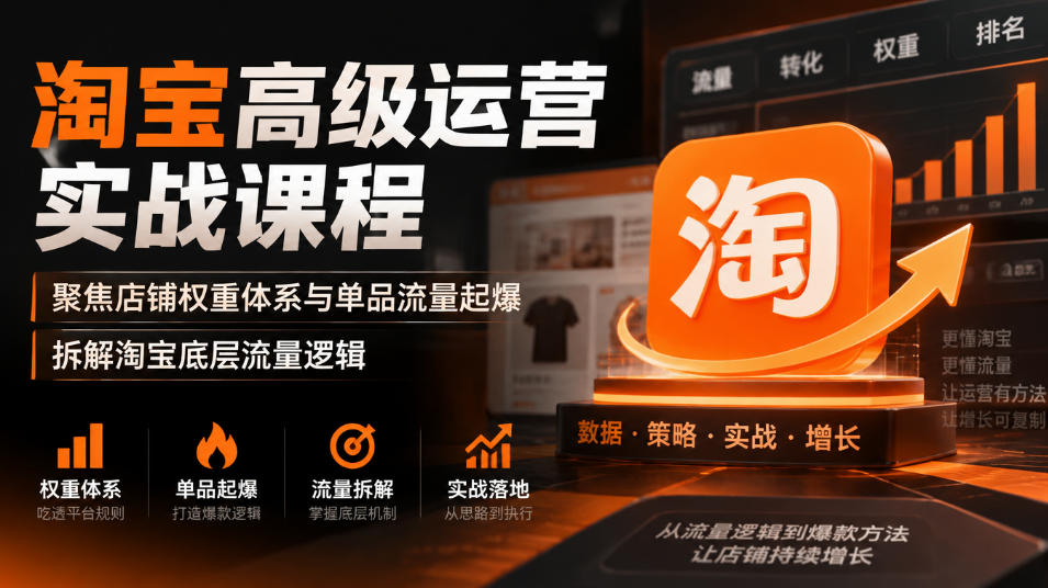淘宝高级运营实战课程，聚焦店铺权重体系与单品流量起爆，拆解淘宝底层流量逻辑-伊亚库