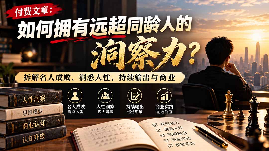 付费文章：如何拥有远超同龄人的洞察力？拆解名人成败、洞悉人性、持续输出与商业实践-伊亚库