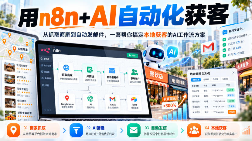 【无水印】用n8n+AI自动化获客，从抓取商家到自动发邮件，一套帮你搞定本地获客的AI工作流方案【原创双语字幕】-伊亚库