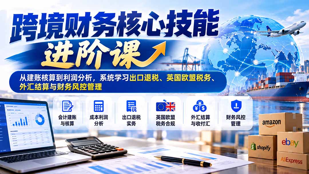 跨境财务核心技能进阶课：从建账核算到利润分析，系统学习出口退税、英国欧盟税务、外汇结算与财务风控管理-伊亚库