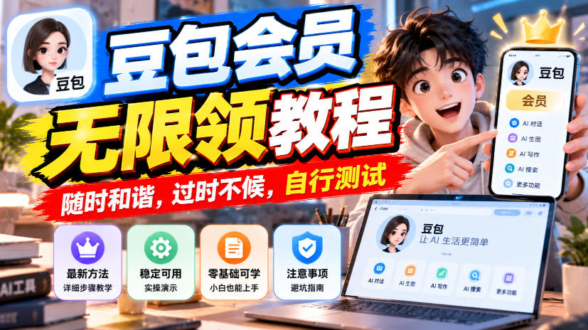 豆包会员无限领教程，随时和谐，过时不候，自行测试-伊亚库