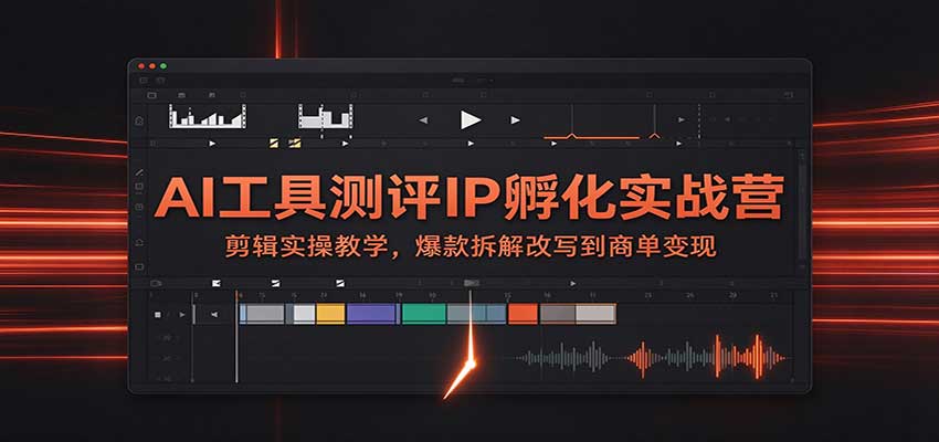 AI工具测评IP孵化实战营：剪辑实操教学，爆款拆解改写到商单变现-伊亚库