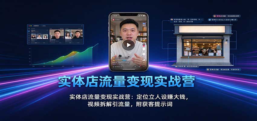 实体店流量变现实战营：定位立人设赚大钱，视频拆解引流量，附获客提示词-伊亚库