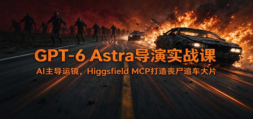 GPT-6 Astra导演实战课：AI主导运镜，Higgsfield MCP打造丧尸追车大片-伊亚库