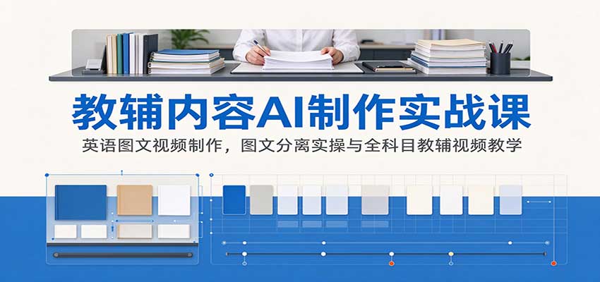 AI制作教辅内容实战课：英语图文视频制作，图文分离实操与全科目教辅视频教学-伊亚库