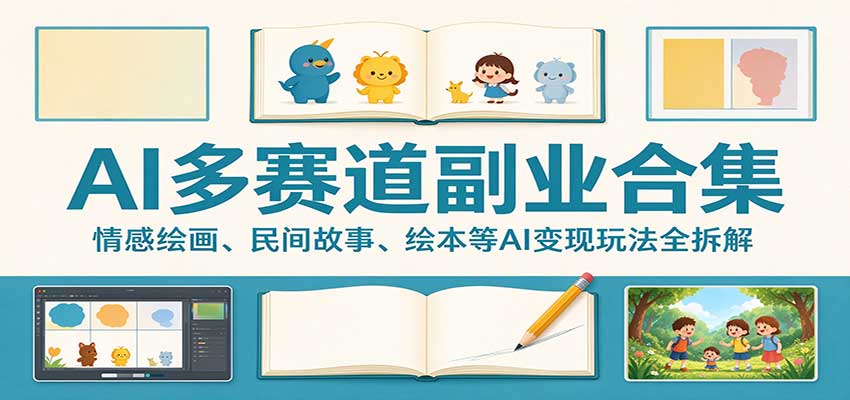 AI多赛道副业合集：情感绘画、民间故事、绘本等AI变现玩法全拆解-伊亚库
