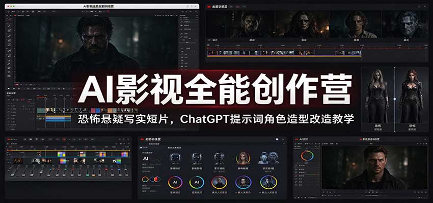 AI影视全能创作营：恐怖悬疑写实短片，ChatGPT提示词角色造型改造教学-伊亚库