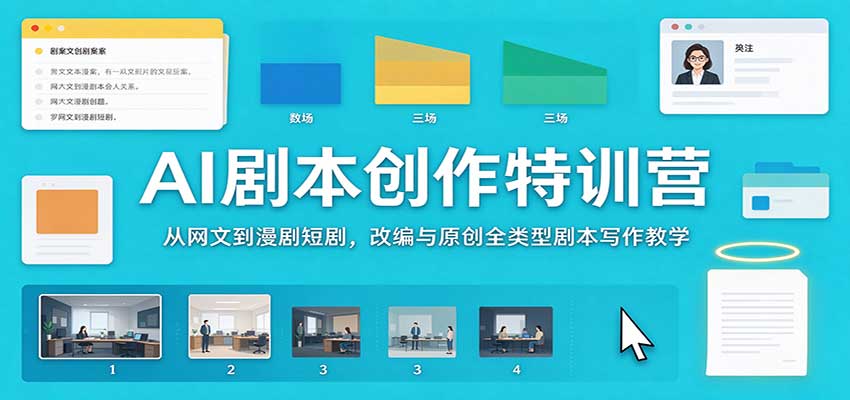 AI剧本创作特训营：从网文到漫剧短剧，改编与原创全类型剧本写作教学-伊亚库