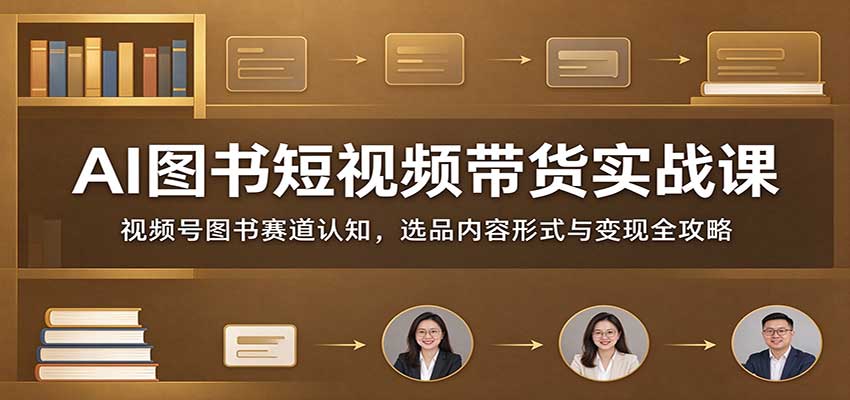 AI图书短视频带货实战课：视频号图书赛道认知，选品内容形式与变现全攻略-伊亚库