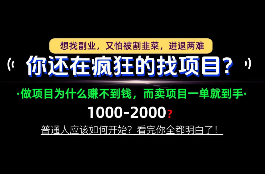 你还在疯狂的找项目？别傻了！卖项目才是真正的一本万利！怎么做，看完你全都明白！【揭秘】-伊亚库
