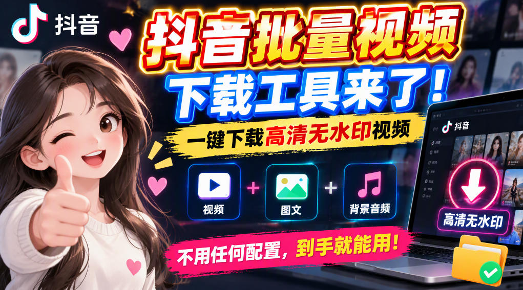 抖音批量视频下载工具，一键下载高清无水印视频，到手就能用-伊亚库