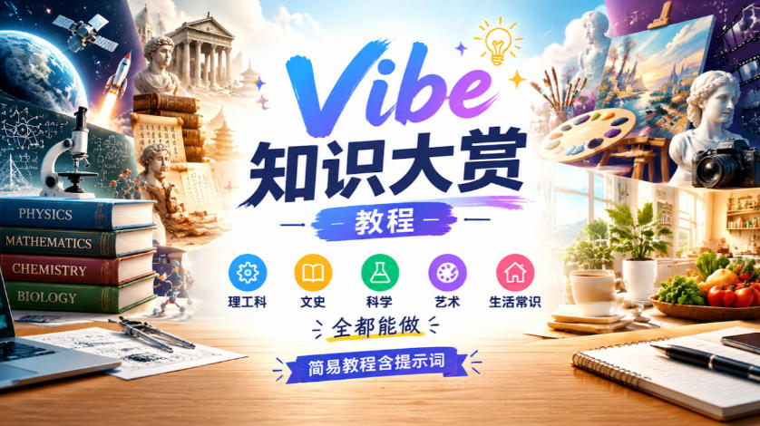 Vibe知识大赏教程，理工科、文史、科学、艺术、生活常识全都能做，简易教程含提示词(更新1025)-伊亚库