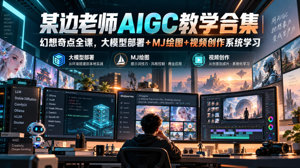 某边老师AIGC教学合集｜幻想奇点全课，大模型部署+MJ绘图+视频创作系统学习-伊亚库