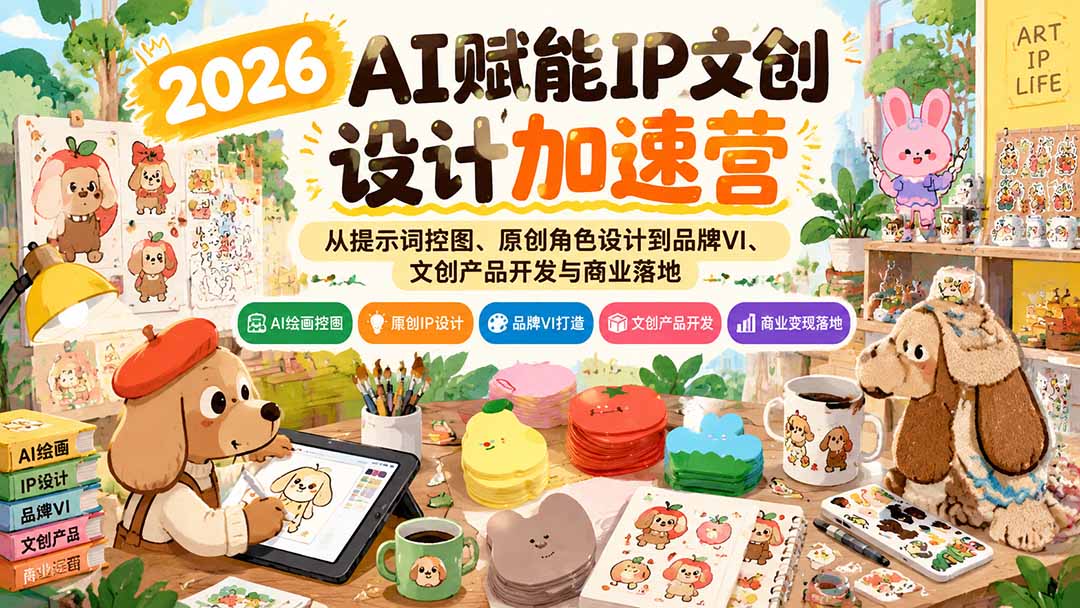 2026AI赋能IP文创设计加速营：从提示词控图、原创角色设计到品牌VI、文创产品开发与商业落地-伊亚库