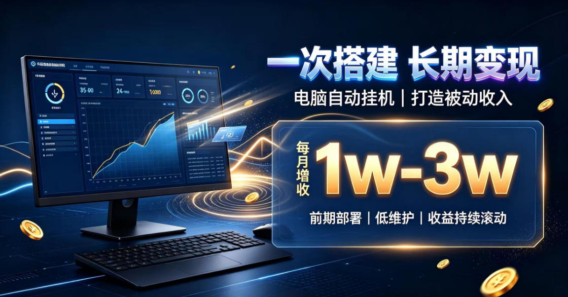 一份投入长期收益，电脑自动挂G类目，搭建被动收入每月增收1w-3w【揭秘】-伊亚库