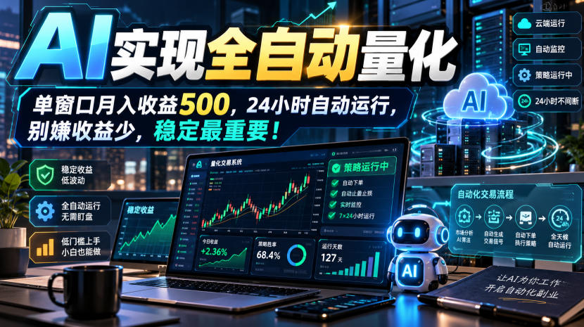 AI全自动量化项目，长期稳定可落地，0门槛躺赚稳定项目！-伊亚库
