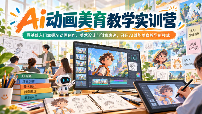 Ai动画美育教学实训营，零基础入门掌握AI动画创作、美术设计与创意表达，开启AI赋能美育教学新模式-伊亚库