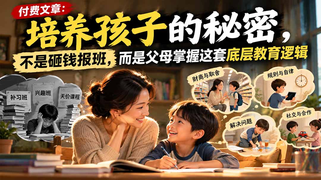 付费文章：培养孩子的秘密，不是砸钱报班，而是父母掌握这套底层教育逻辑-伊亚库