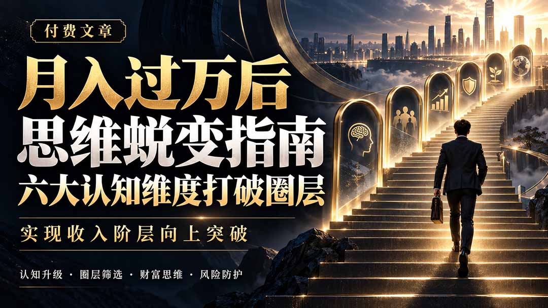 付费文章：月入过万后思维蜕变指南，六大认知维度打破圈层，实现收入阶层向上突破-伊亚库
