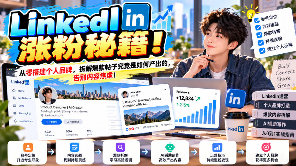 LinkedIn涨粉秘籍！从零搭建个人品牌，拆解爆款帖子究竟是如何产出的，告别内容焦虑！【原创双语字幕】-伊亚库