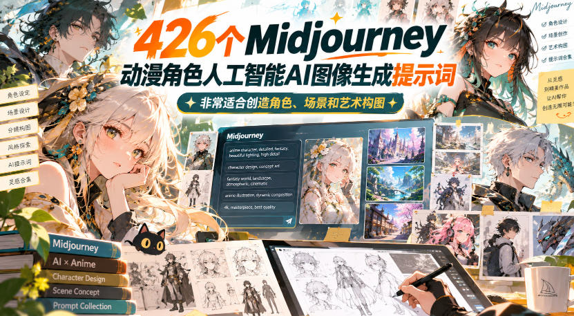 426个Midjourney动漫角色人工智能AI图像生成提示词，非常适合创造角色、场景和艺术构图-伊亚库