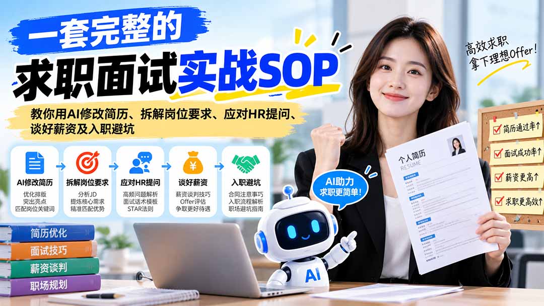 一套完整的求职面试实战SOP：教你用AI修改简历、拆解岗位要求、应对HR提问、谈好薪资及入职避坑-伊亚库