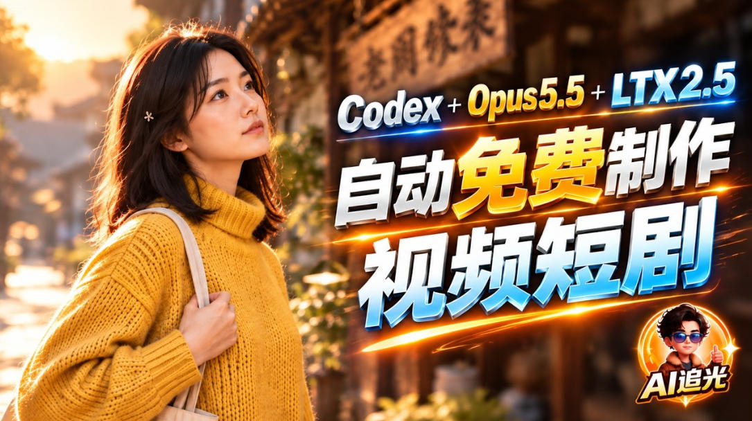 【无水印】Codex出图+免费LTX-2.5生成视频，Claude Opus 5.5全自动剪出1分钟情感短剧《停了的表》-伊亚库