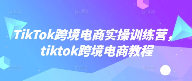 TikTok跨境电商实操训练营，tiktok跨境电商教程-伊亚库