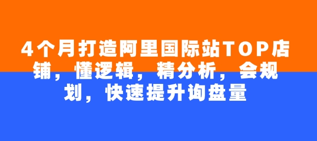 4个月打造阿里国际站TOP店铺，懂逻辑，精分析，会规划，快速提升询盘量-伊亚库