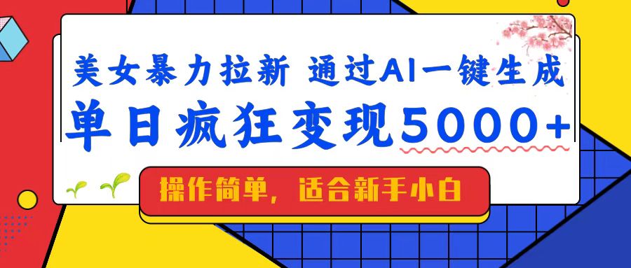 (14347期)美女暴力拉新,通过AI一键生成,单日疯狂变现5000+,纯小白一学就会!-伊亚库