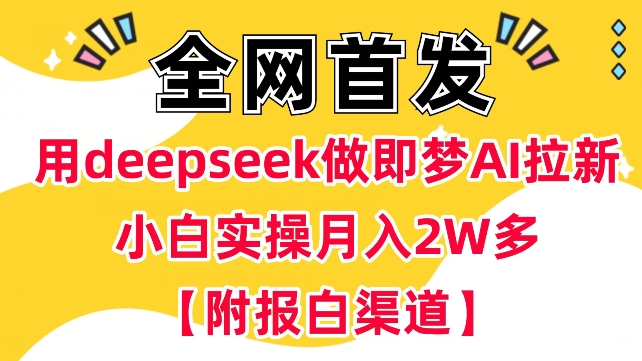用deepseek做即梦Ai拉新 小白实操月入过W+【附报白渠道】-伊亚库