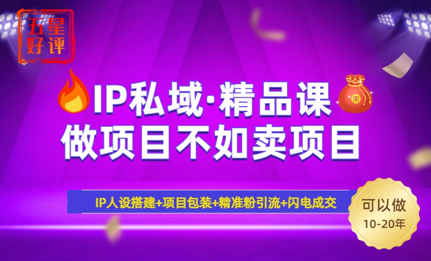 （14406期）2025年“IP私域·密训精品课”，日赚3000+小白避坑年赚百万，暴力引流...-伊亚库