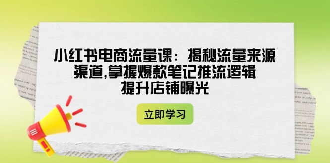 （14318期）小红书电商流量课：揭秘流量来源渠道,掌握爆款笔记推流逻辑,提升店铺曝光-伊亚库